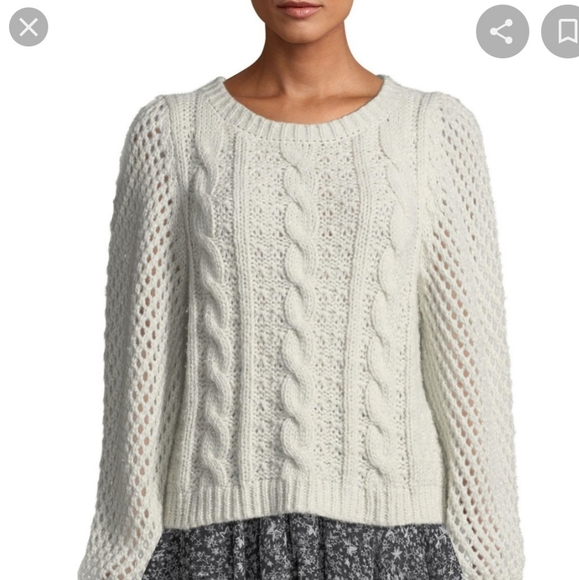 LoveShackFancy Rosie Cabled Knit Cozy Metallic Alpaca Sweater - Picture 8 of 8